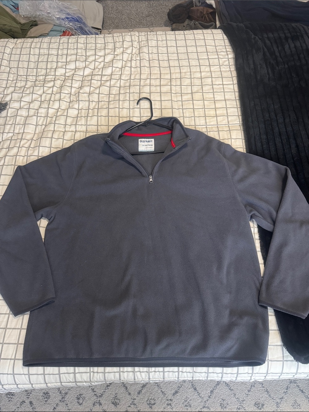 Old Navy Men’s Dark Gray Quarter-Zip Pullover with Red Trim